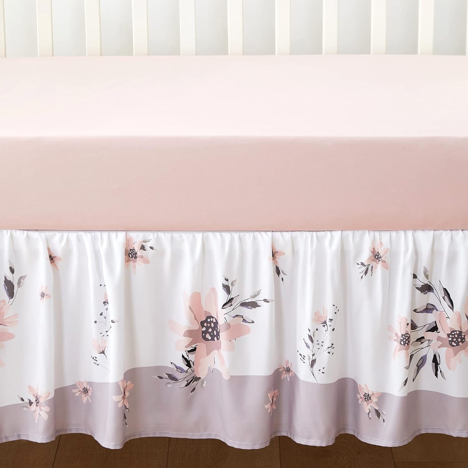 beeweed 4-Piece Crib Bedding Set for Boys Girls, Soft Baby Bedding Set Including Blanket, Crib Skirt, Crib Sheets & Diaper Stacker - Image 4